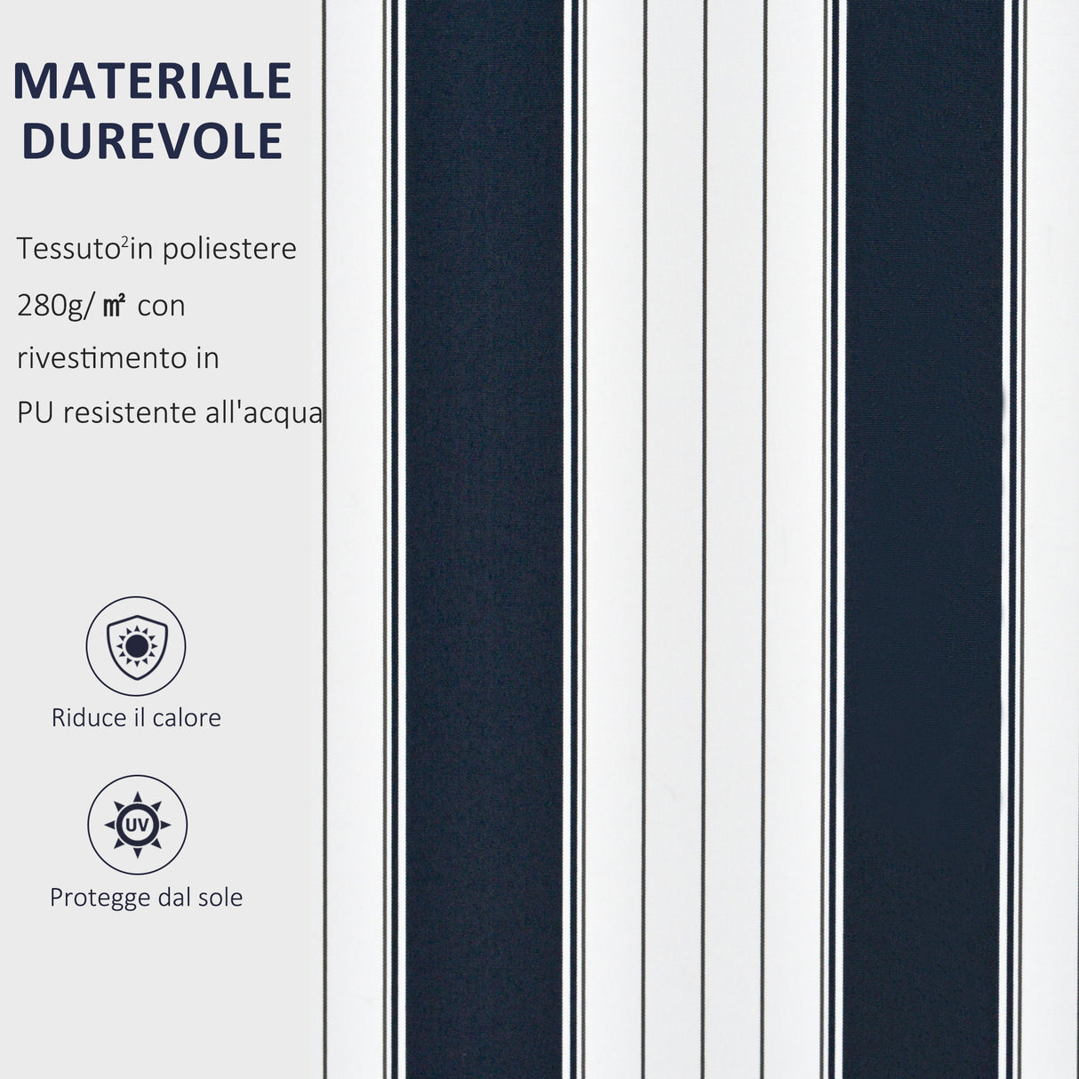 easycomfort easycomfort tenda da sole a bracci per esterno con manovella metallo e poliestere 3x2 5m blu e bianco