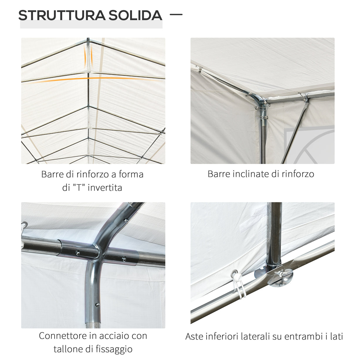 easycomfort easycomfort tendone da giardino con pareti removibili in acciaio e pp 12x6x3 2 m bianco