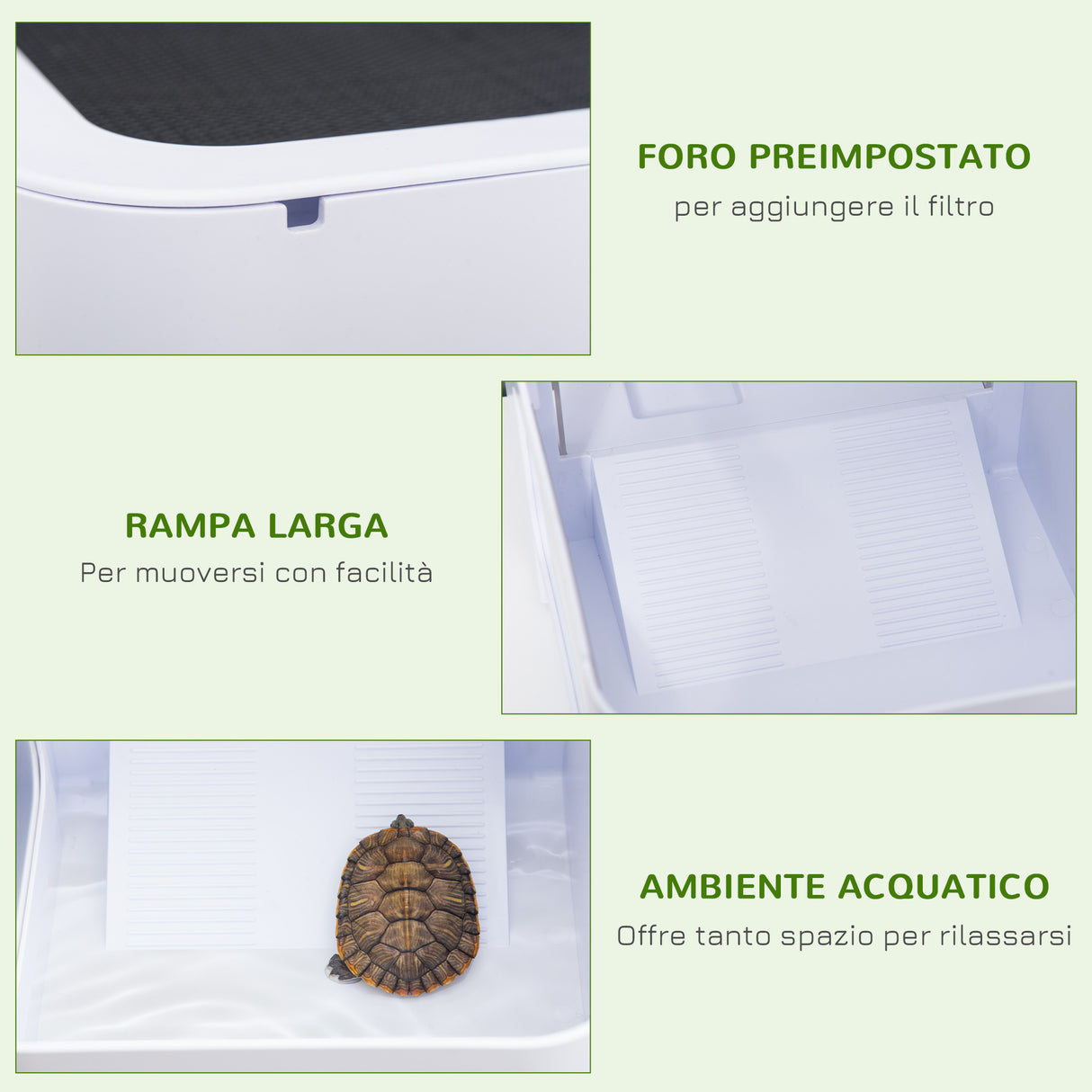 easycomfort easycomfort terrario per tartarughe dacqua con 2 piattaforme apribili tartarughiera vasca per tartarughe bianco