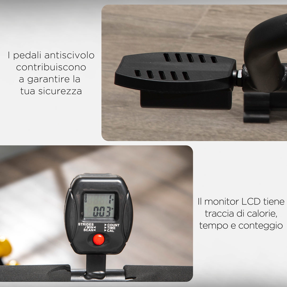 easycomfort easycomfort total crunch fitness pieghevole con monitor lcd e seduta regolabile in acciaio e pu 90x63x124 136 cm