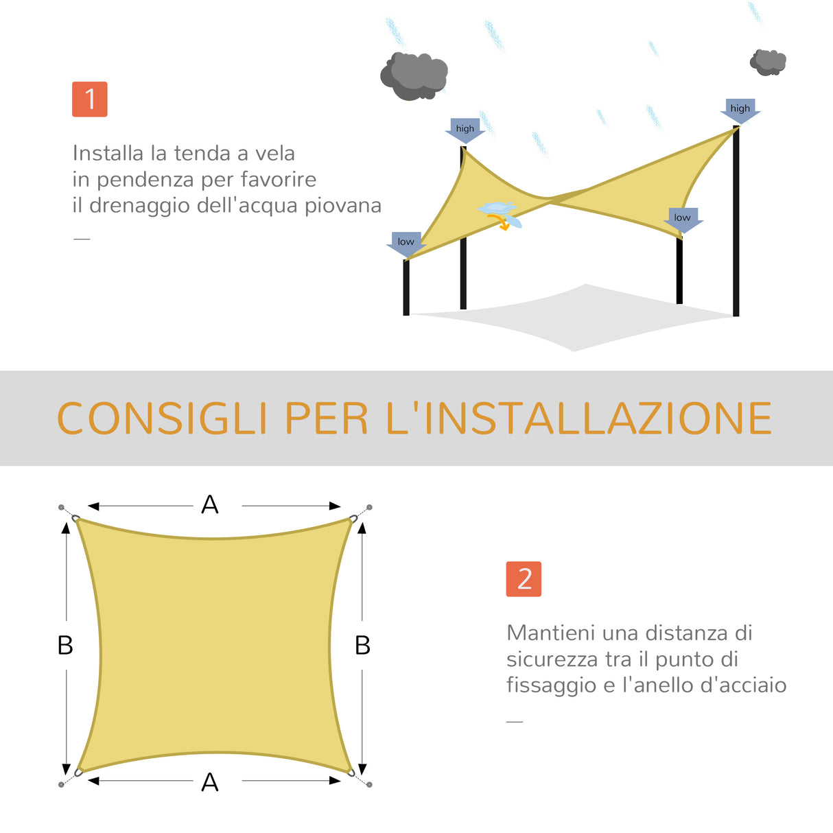 easycomfort easycomfort vela ombreggiante rettangolare tenda da sole in poliestere 3x4m sabbia ean 8054111849203