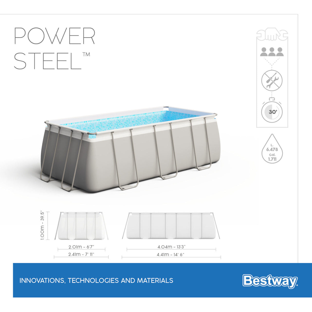bestway piscina fuori terra bestway 56441 power steel 404x201x100h scaletta rampa esternapompa filtrante 6 478 litri