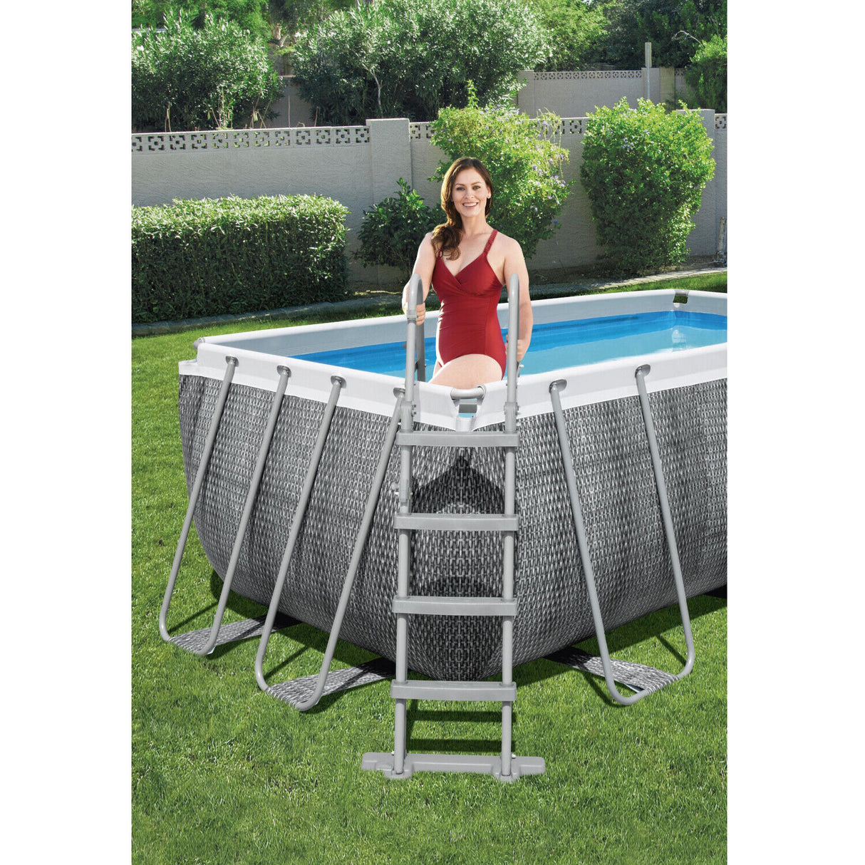 bestway piscina fuori terra bestway 56722 frame pool power steel 412x201x122h scaletta rampa esternapompa filtrante 8 124 litri
