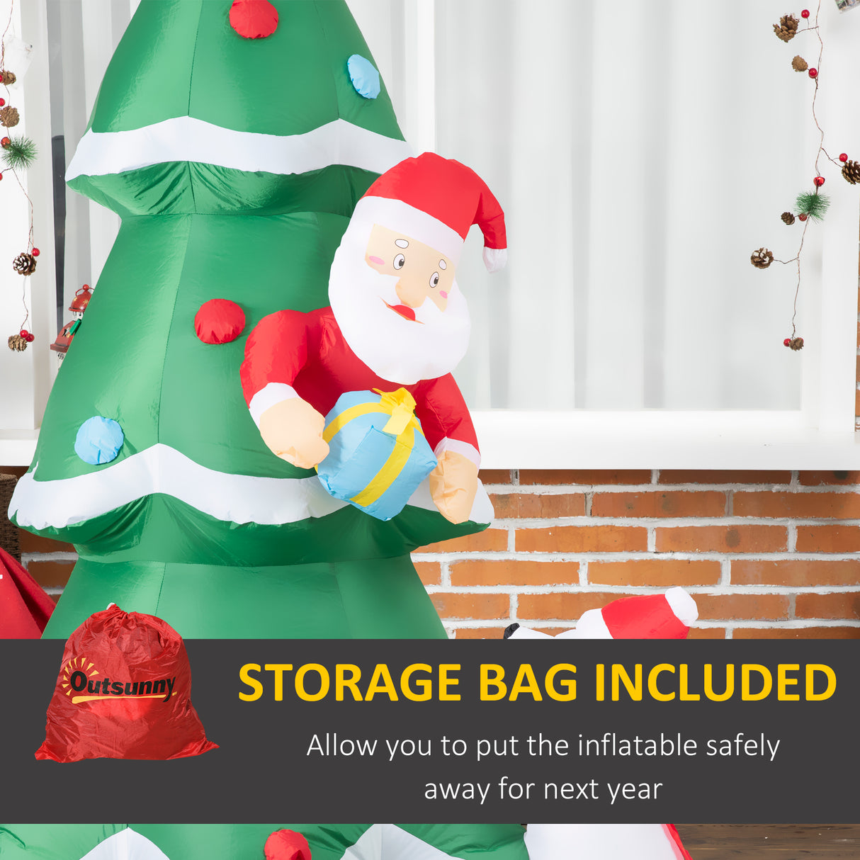easycomfort easycomfort albero di natale gonfiabile con babbo natale e cagnolino luci led e gonfiatore incluso 112x80x180cm