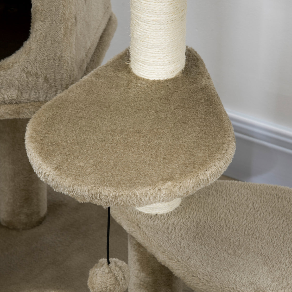 easycomfort easycomfort albero tiragraffi per gatti con pali in sisal lettino casetta e piattaforme 55x55x94cm marrone