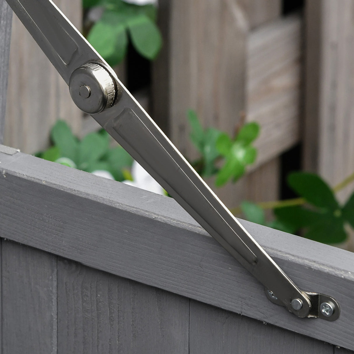 easycomfort easycomfort armadio da giardino a 2 ripiani in legno di abete con tetto apribile 74x43x88 cm grigio scuro