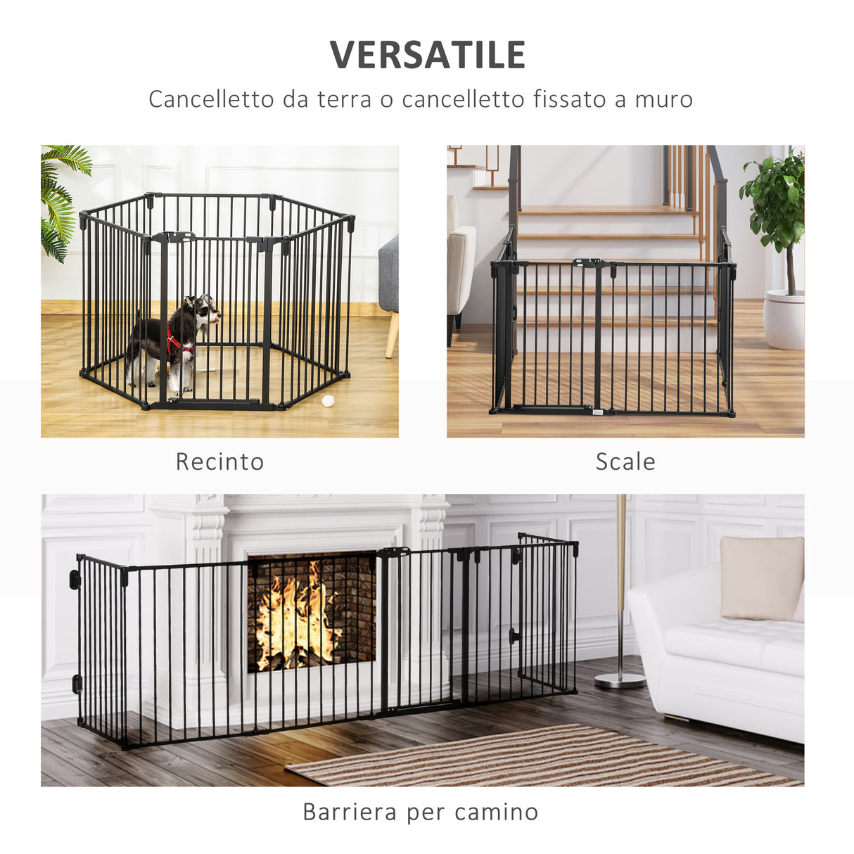 easycomfort easycomfort cancelletto di sicurezza pieghevole 6 sezioni cancellino barriera per cani in acciaio nero