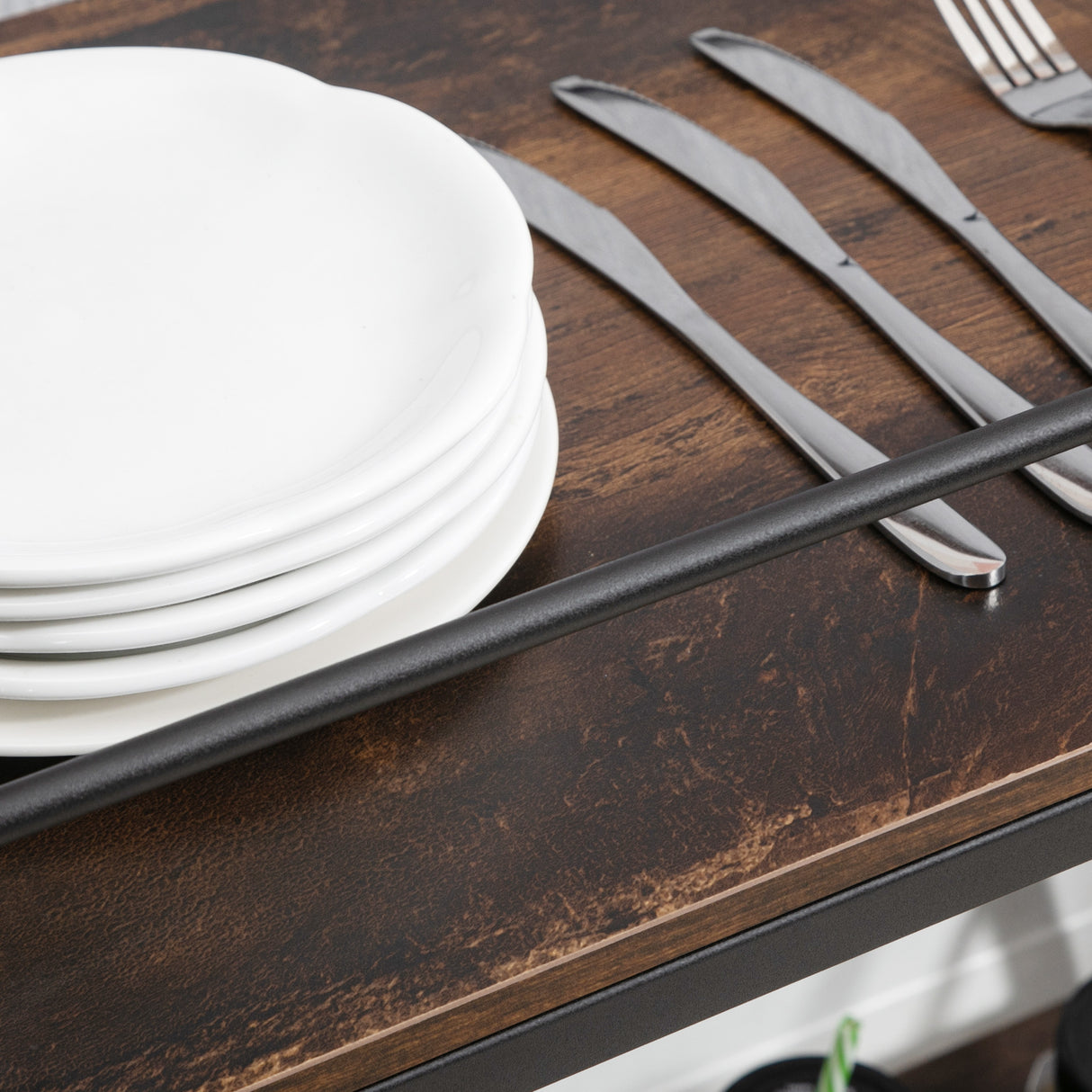 easycomfort easycomfort carrello da cucina portavivande con ruote girevoli in acciaio e legno 62x40x75cm