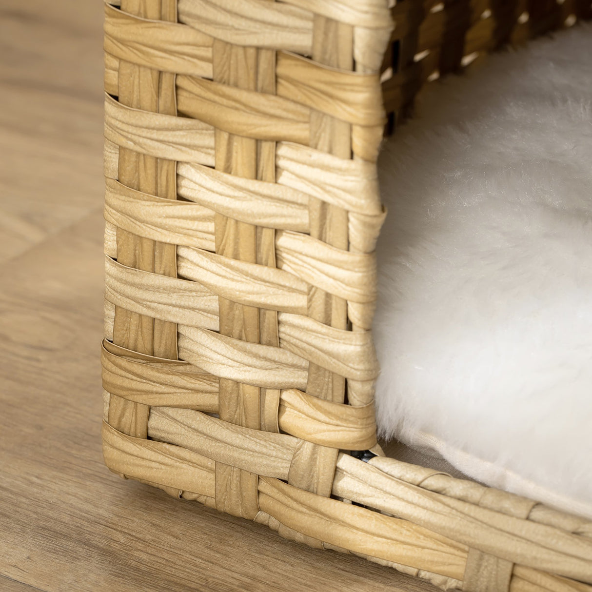 easycomfort easycomfort casetta per gatti a 3 livelli in rattan pe con cuscini lavabili in peluche 40x40x70cm legno