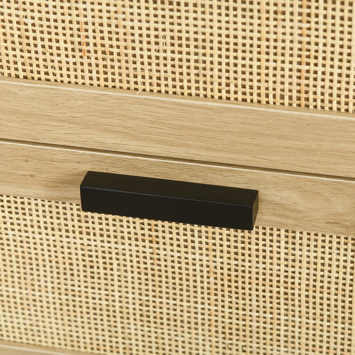 easycomfort easycomfort cassettiera 3 cassetti in truciolato e rattan per soggiorno e camera da letto 60x40x80 cm nero e color legno