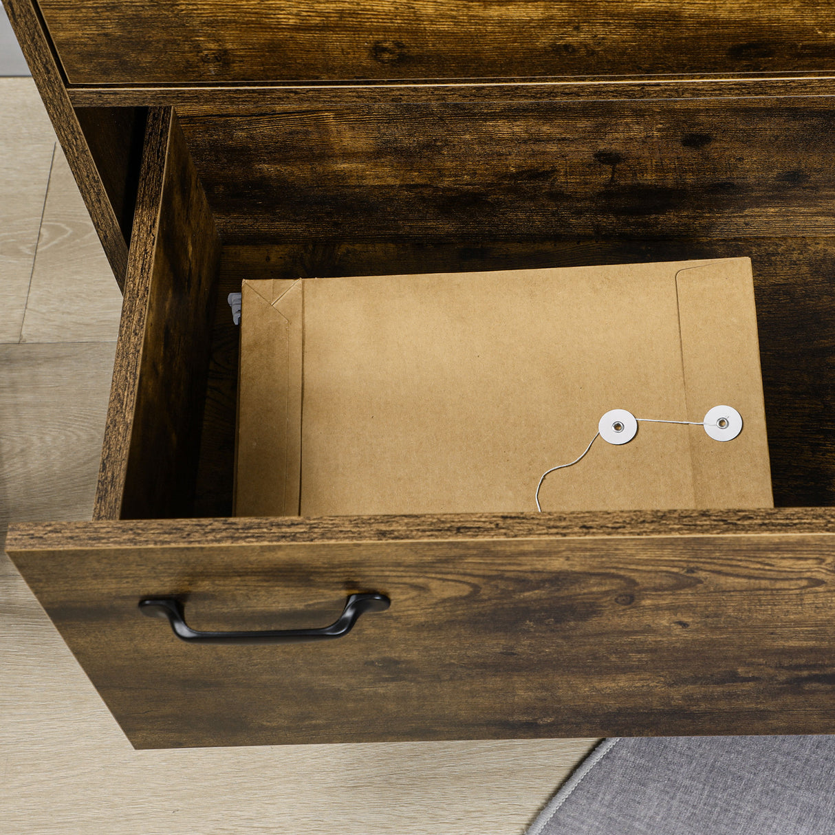 easycomfort easycomfort cassettiera a 2 cassetti in truciolato marrone con gambe in metallo per camera da letto studio e soggiorno 65x40x75 cm