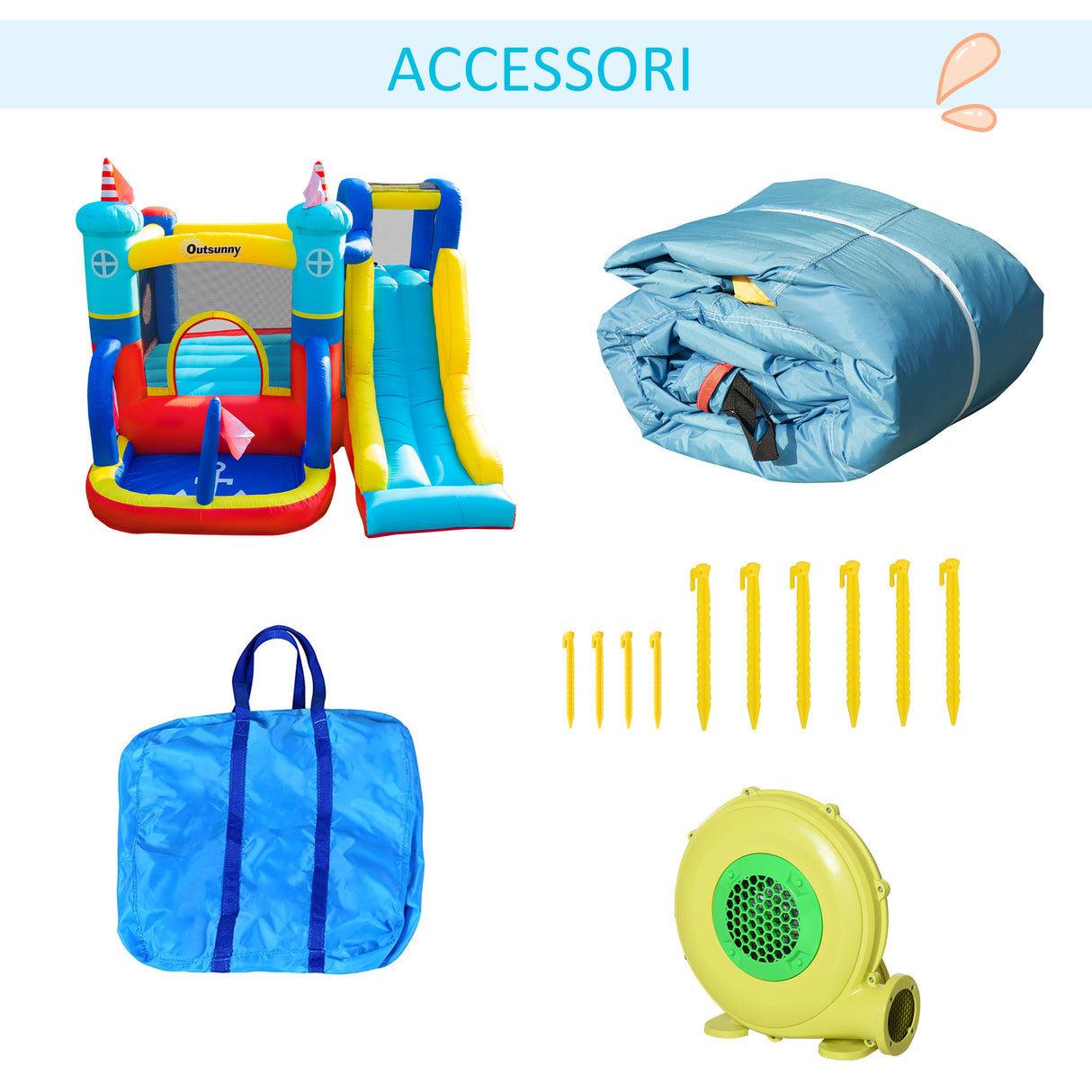 easycomfort easycomfort castello gonfiabile 4 in 1 bimbi 3 8 anni scivolo e piscina 265x260x200cm