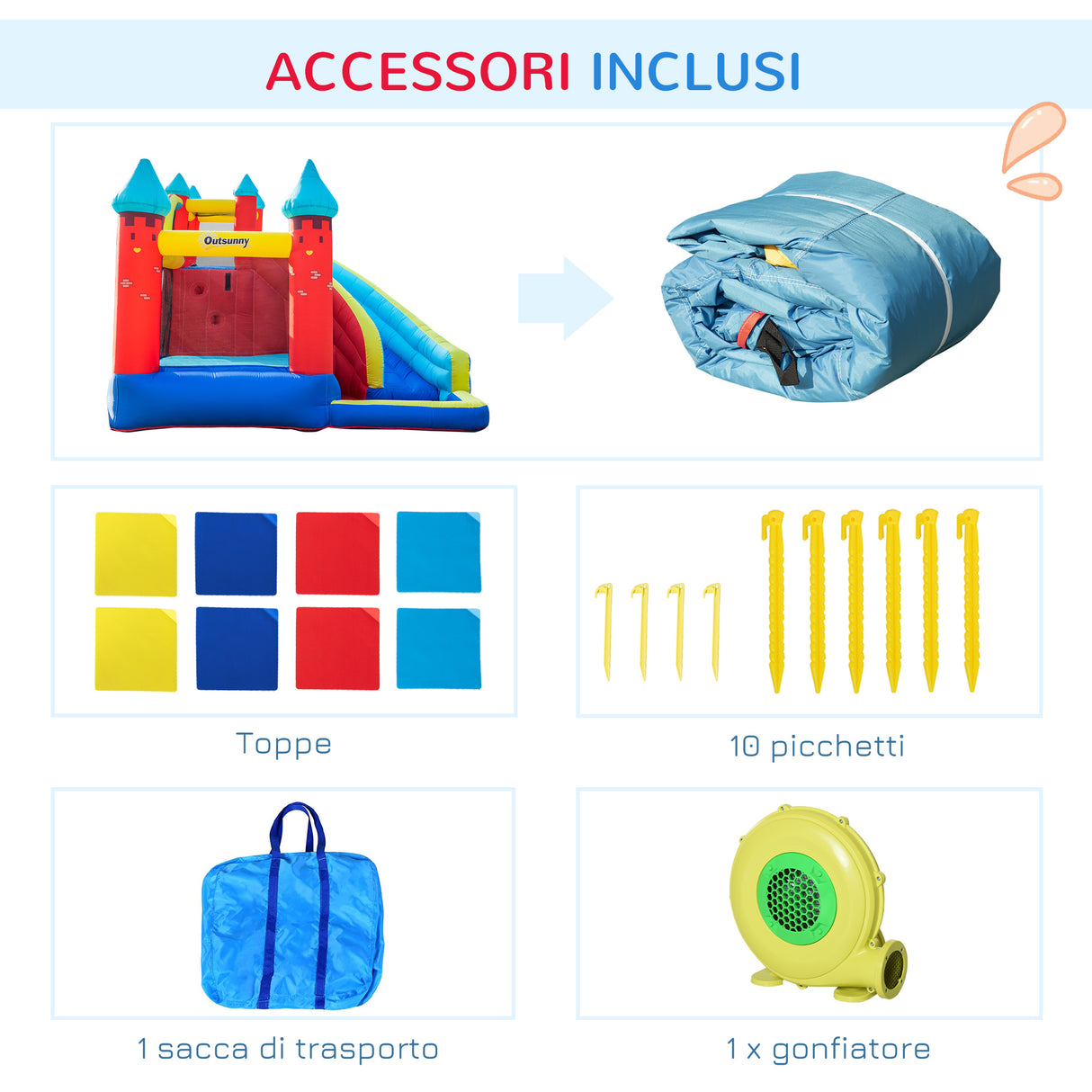 easycomfort easycomfort castello gonfiabile 4 in 1 per bimbi 3 8 anni con scivolo e piscina 290x270x230cm