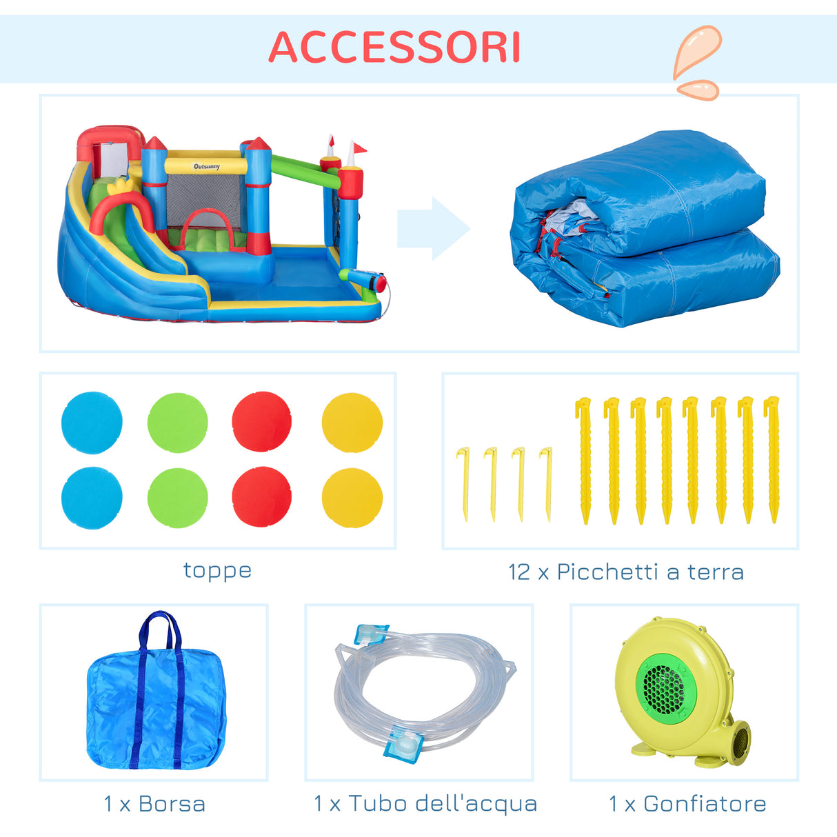 easycomfort easycomfort castello gonfiabile per bambini con scivolo trampolino e piscina 390x300x197cm