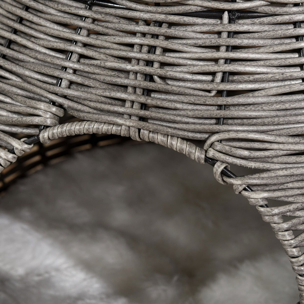 easycomfort easycomfort cesta per gatti a 2 livelli in rattan pe con cuscini lavabili in peluche 50x43 5cm grigio scuro