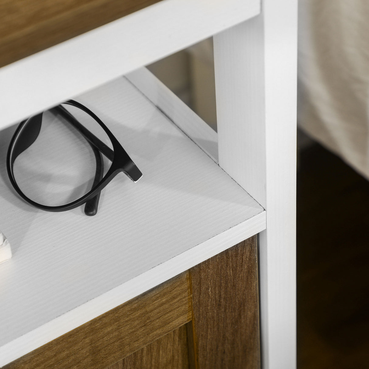 easycomfort easycomfort comodino con armadietto e ripiano in truciolato dallo stile rustico 38 5x35x59 7cm bianco