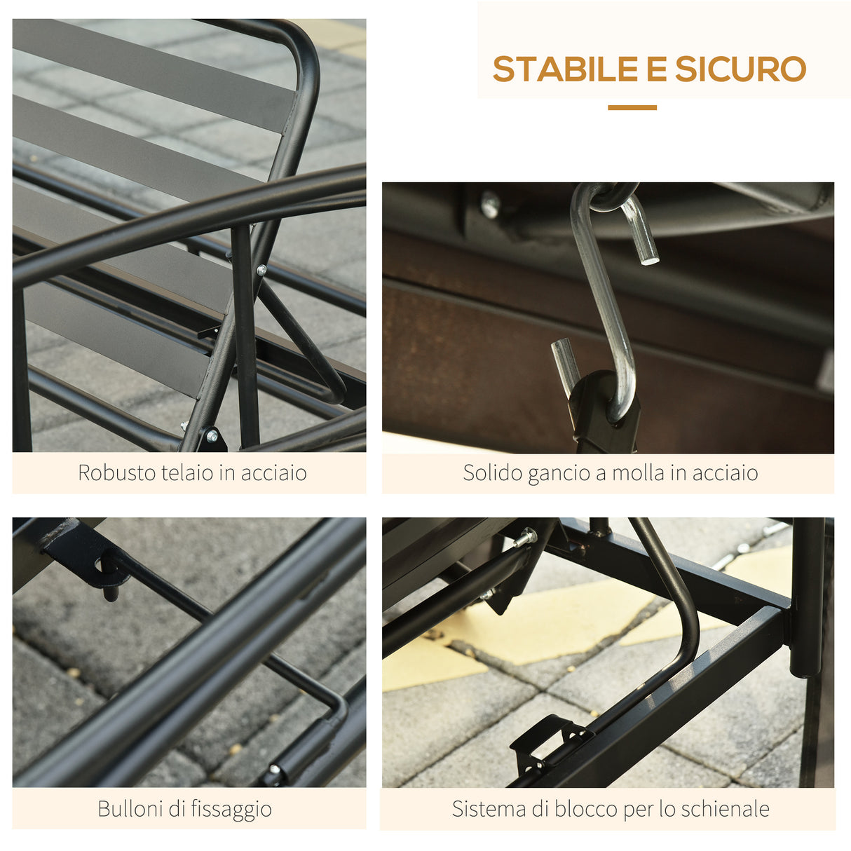 easycomfort easycomfort dondolo 3 posti reclinabile con copertura a gazebo zanzariera e cuscini grigio scuro