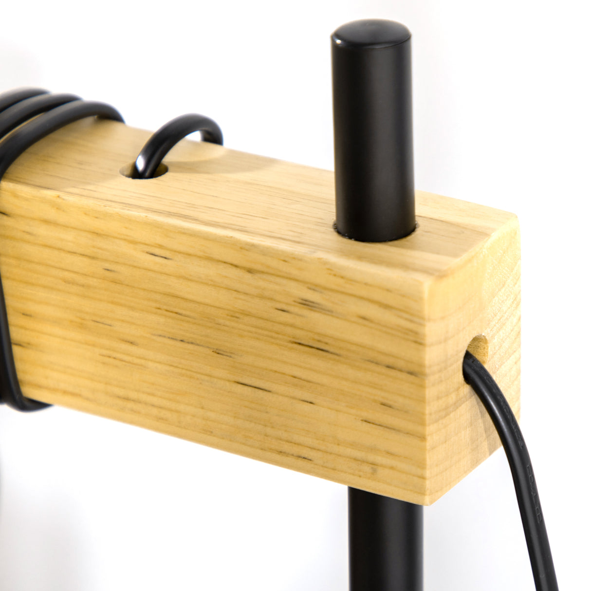 easycomfort easycomfort lampada da tavolo in stile industriale in legno e acciaio senza paralume nero e naturale