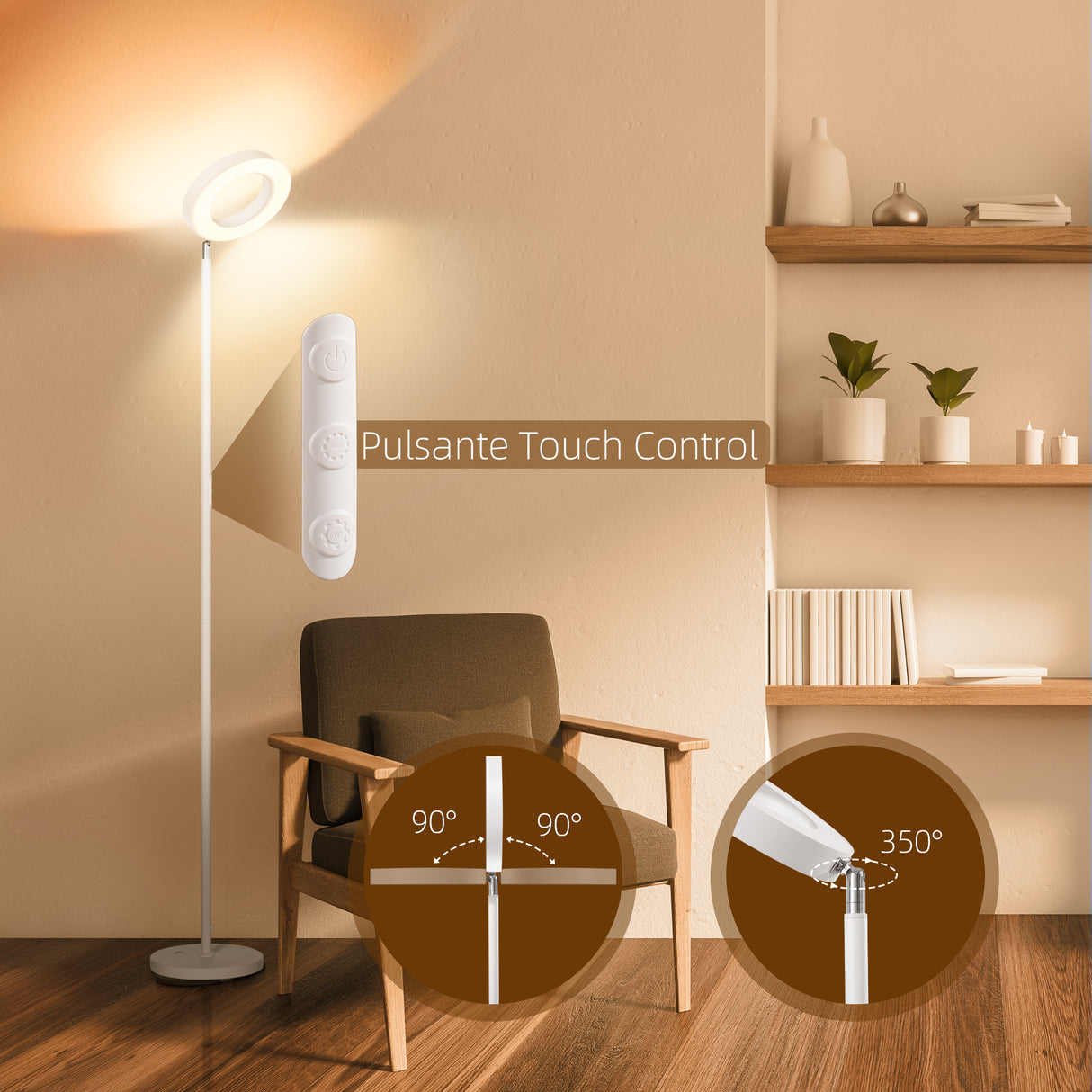 easycomfort easycomfort lampada da terra compatibile con alexa e google home con luce rgb in acciaio 25x168 cm bianca