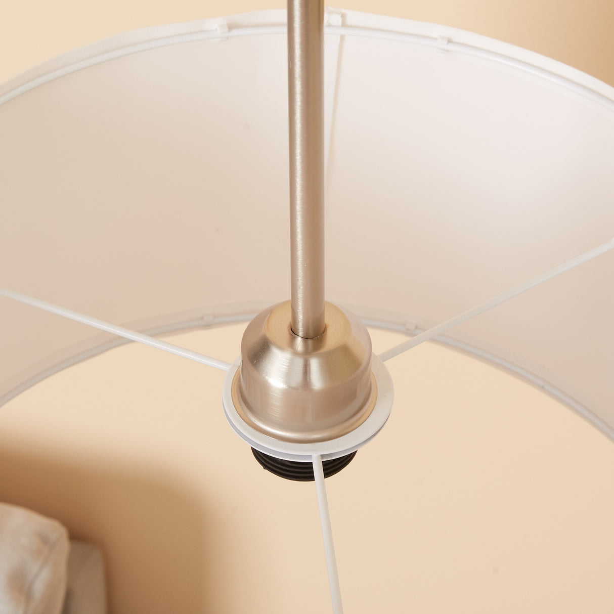 easycomfort easycomfort lampada da terra moderna in acciaio con paralume in tessuto bianco 61x33x160cm