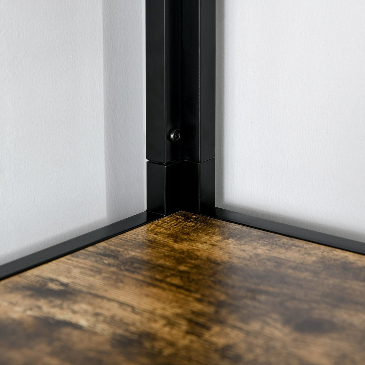 easycomfort easycomfort libreria angolare a muro scaffale stile industriale in legno e metallo con 5 ripiani 39x39x175cm marrone rustico