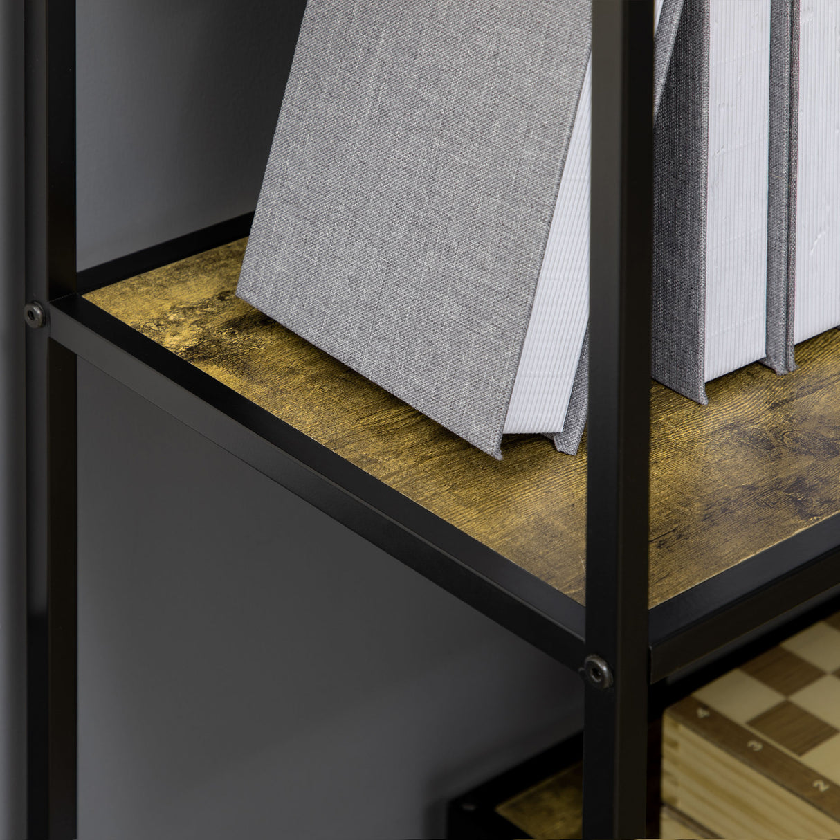 easycomfort easycomfort libreria moderna 4 ripiani stile industriale in legno e metallo 83x34x180cm marrone