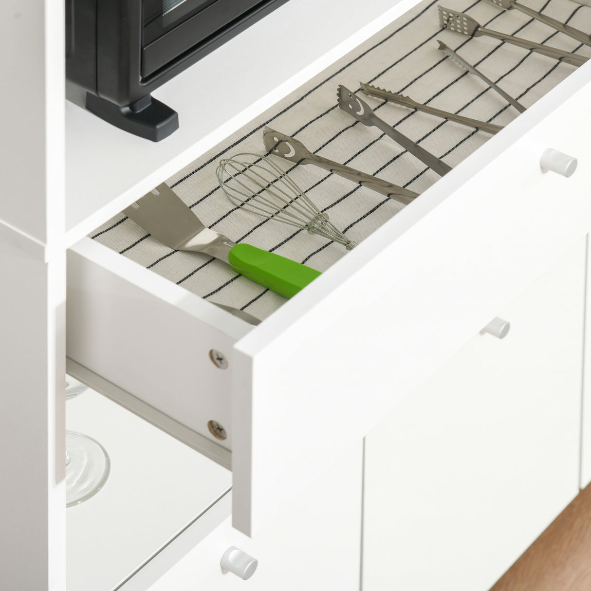 easycomfort easycomfort mobile credenza per cucina con armadietti mensole e cassetto in legno 90x40x120cm bianco