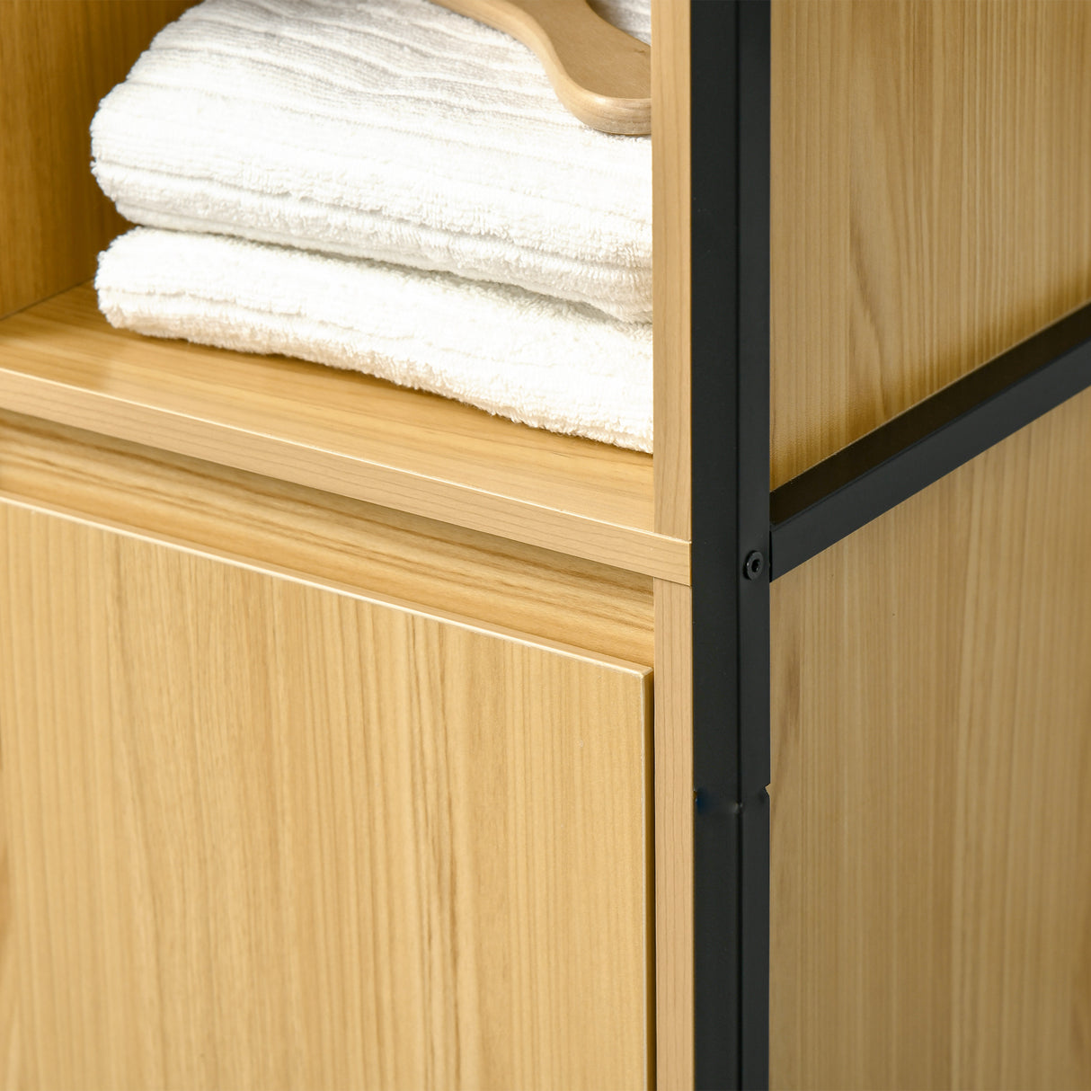 easycomfort easycomfort mobile da bagno alto in truciolato e acciaio colonna bagno con 3 ripiani aperti e un armadietto 30x28x168 cm