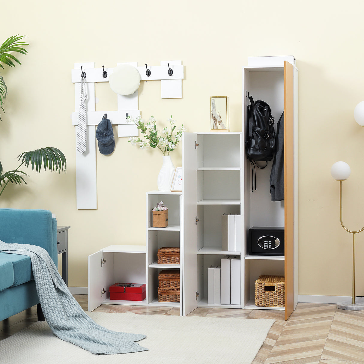 easycomfort easycomfort mobile da ingresso con appendiabiti armadio a specchio scarpiera e panca per scarpe in truciolato e mdf