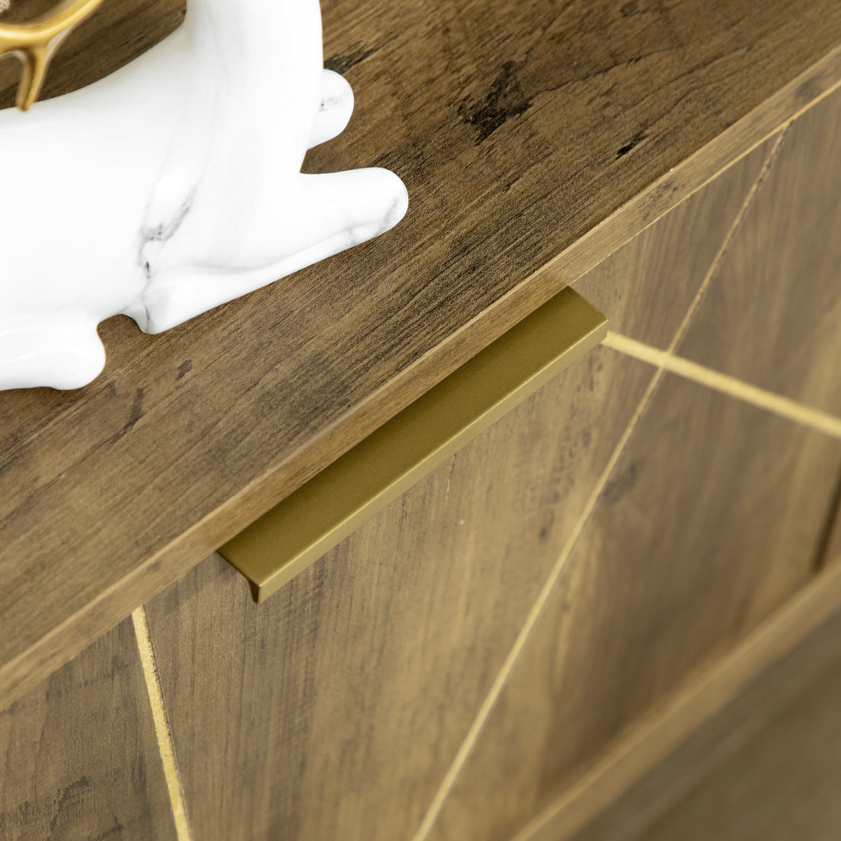 easycomfort easycomfort mobile porta tv da 55 con armadietto e cassetti in legno e acciaio 150x39x50 8cm legno e oro