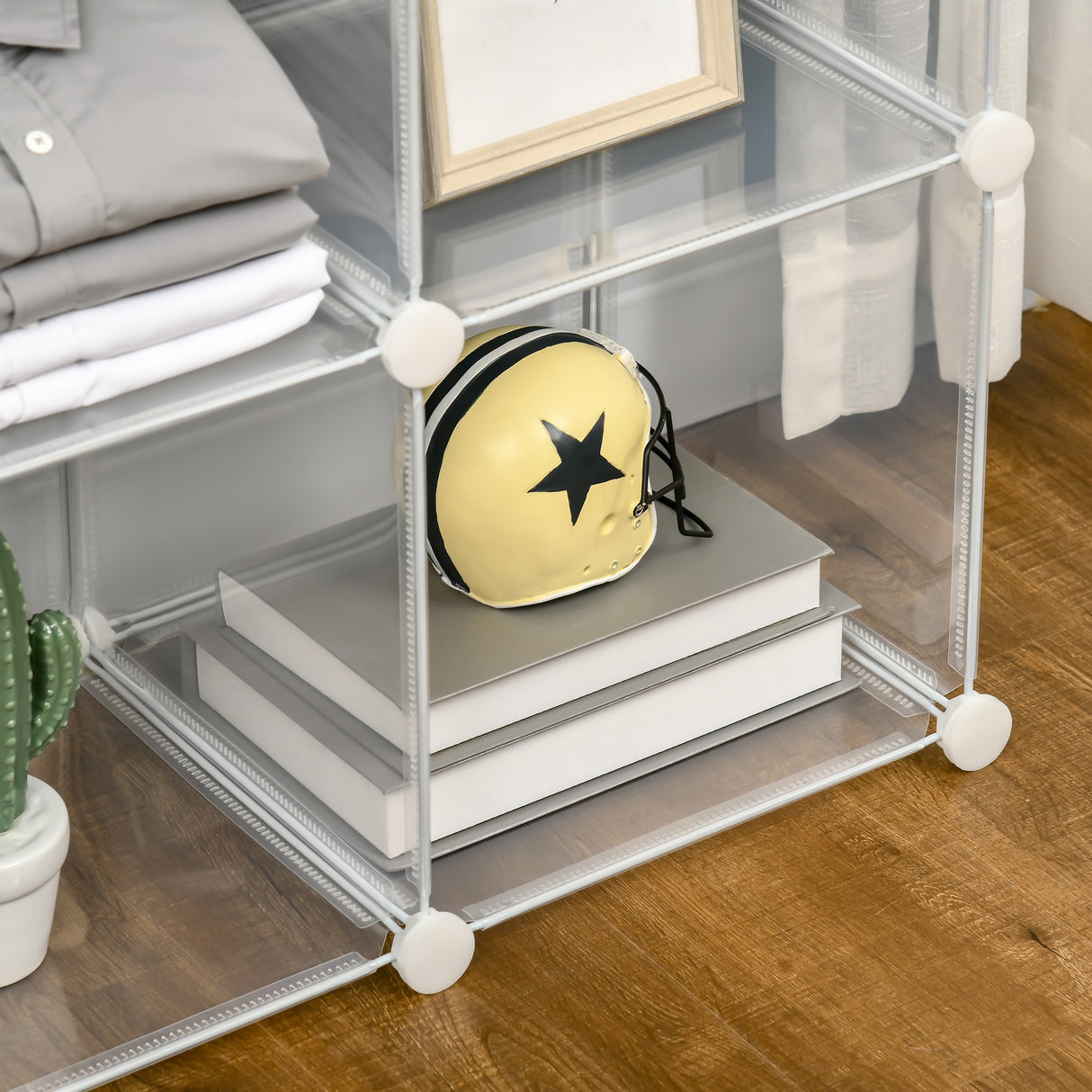 easycomfort easycomfort mobile scarpiera modulare salvaspazio 6 cubi in plastica pp 65x32x162 cm trasparente