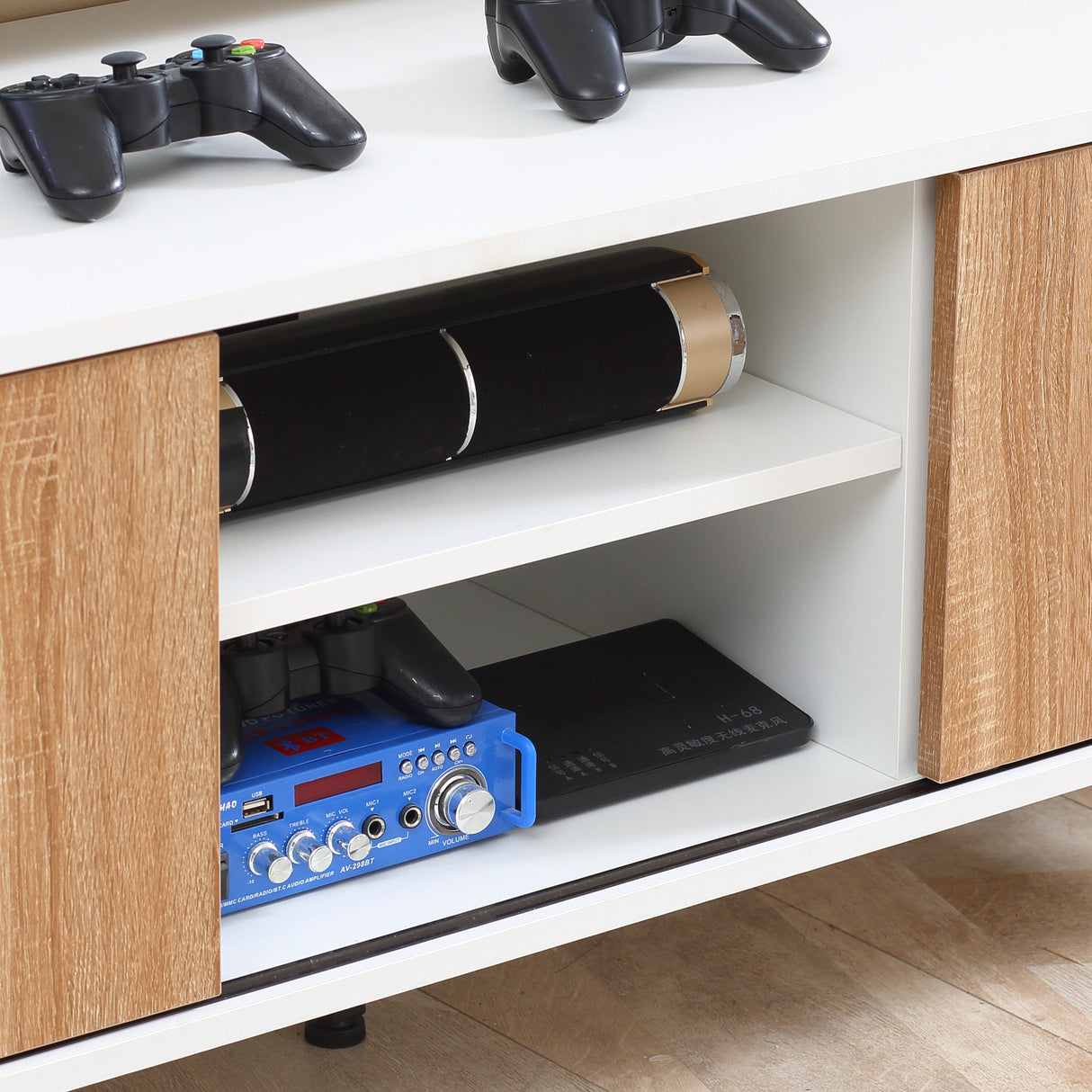 easycomfort easycomfort mobile tv moderno 50 max in truciolato e acciaio con 2 ripiani aperti e 2 armadietti chiusi 120x39 5x45 cm