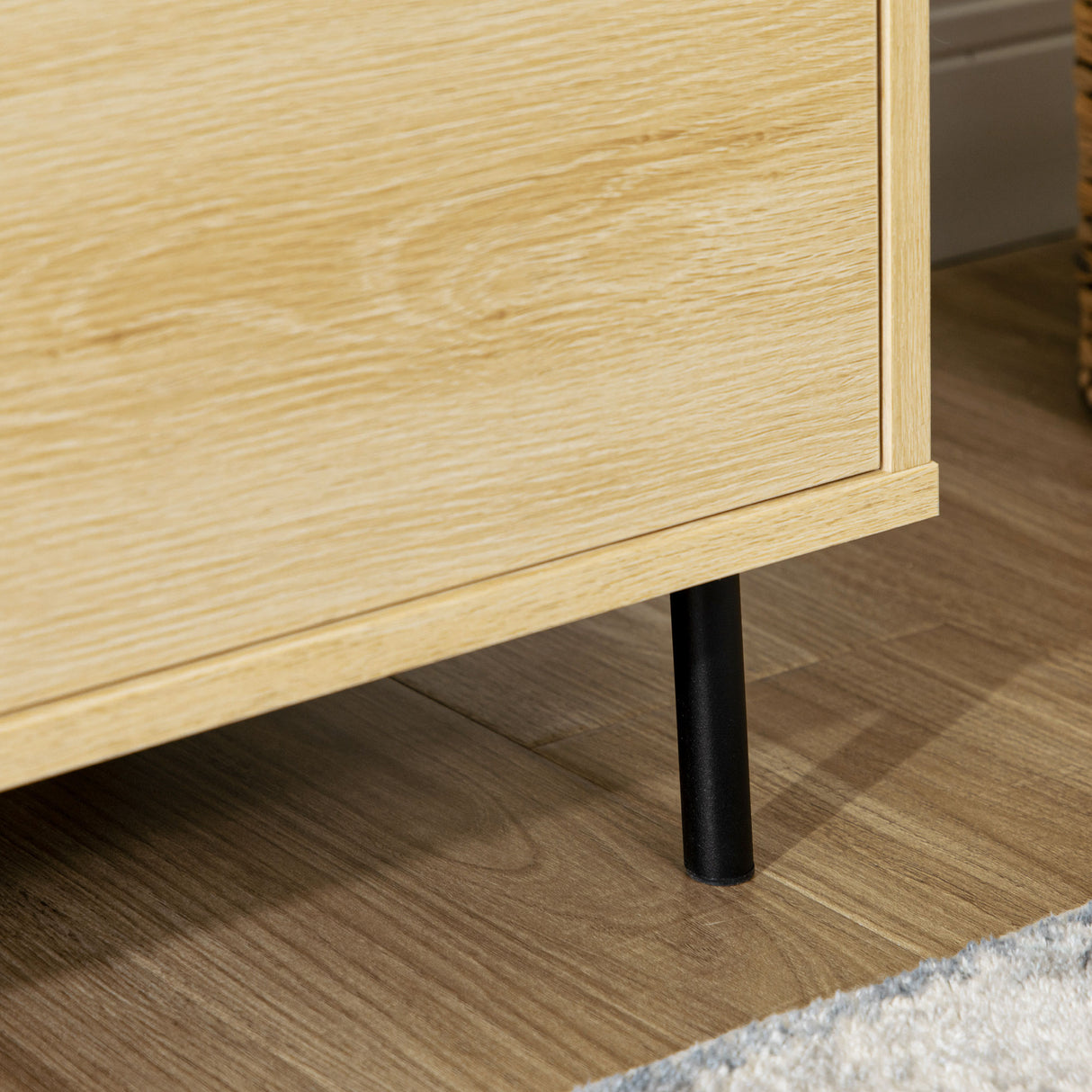 easycomfort easycomfort mobiletto basso in truciolato e acciaio da cucina e soggiorno con 2 cassetti e armadietto 120x39 5x64 cm