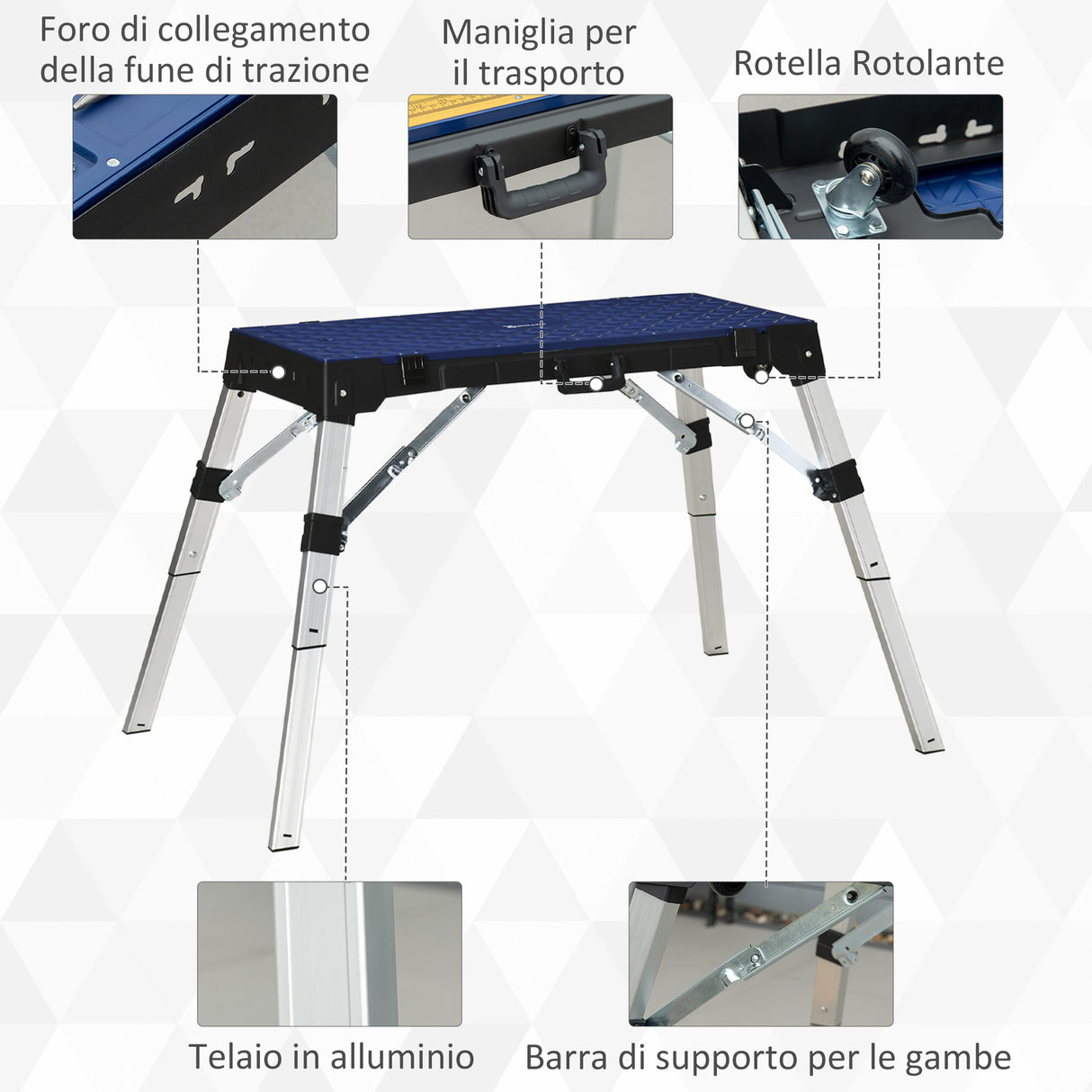 easycomfort easycomfort piattaforma da lavoro 4 in 1 pieghevole banco da lavoro impalcatura lettino sottomacchina e carrello