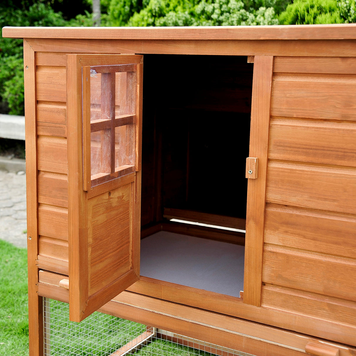 easycomfort easycomfort pollaio da giardino con nidificazione e area di corsa in legno 168x110 5x101 5cm