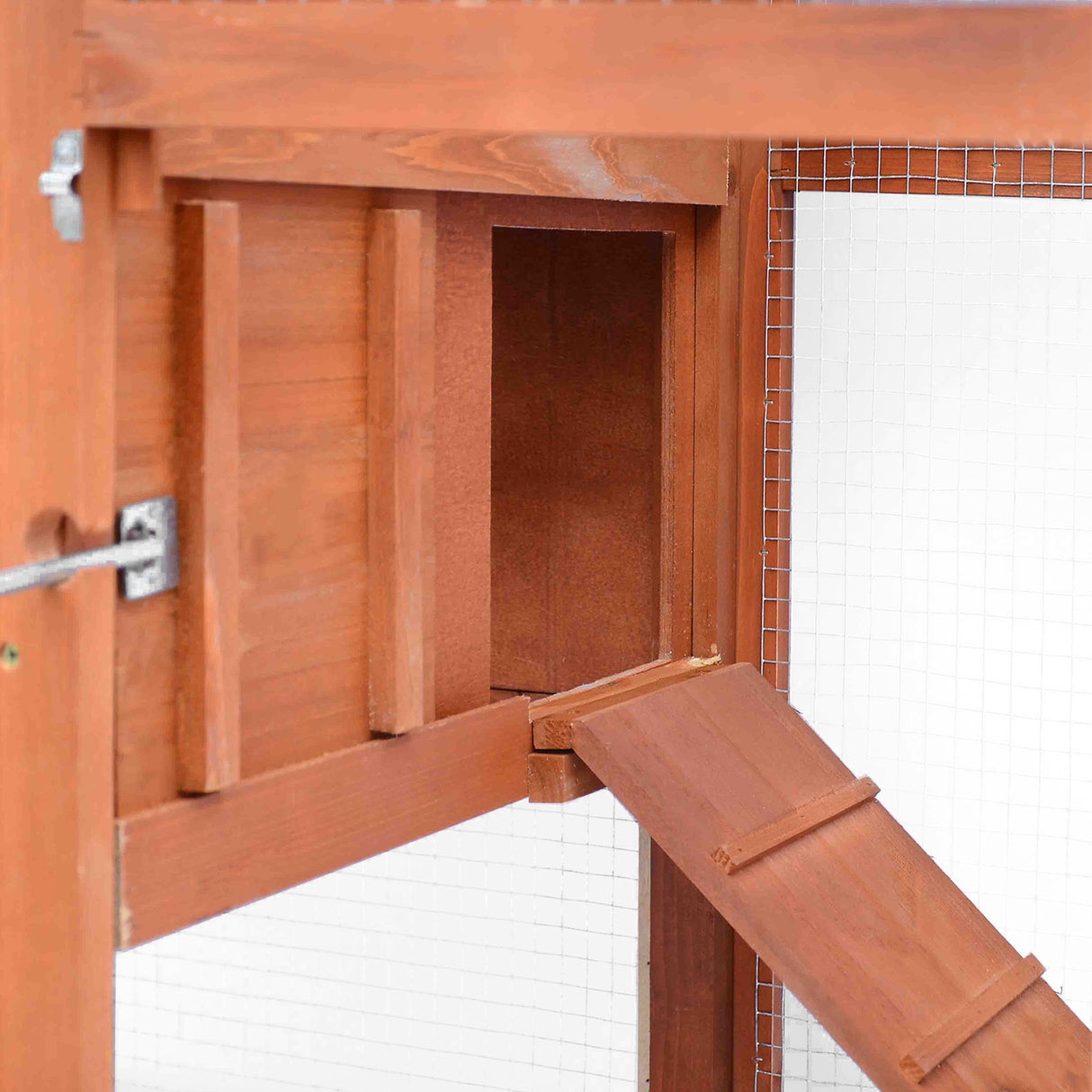 easycomfort easycomfort pollaio in legno con casetta nido di cova e area aperta per 2 4 galline 190x66x116cm arancione