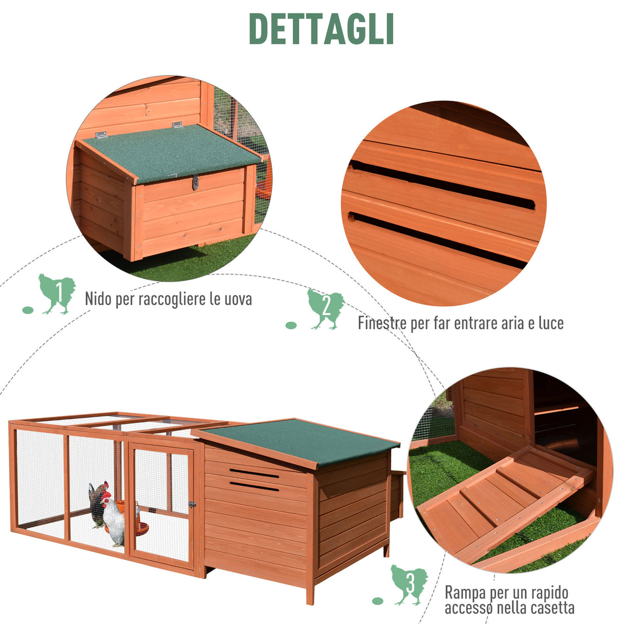 easycomfort easycomfort pollaio in legno per galline casetta con tetto apribile e spazio esterno
