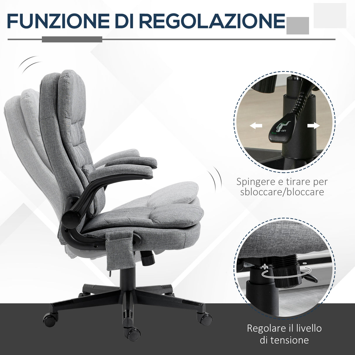 easycomfort easycomfort poltrona da ufficio massaggiante ad altezza regolabile 68 5x72x109 119cm grigia