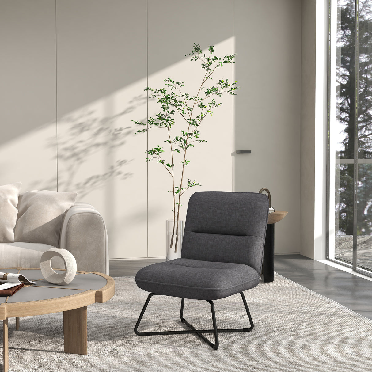 easycomfort easycomfort poltrona moderna con base in acciaio e rivestimento in tessuto 61x68x83 5cm grigio scuro