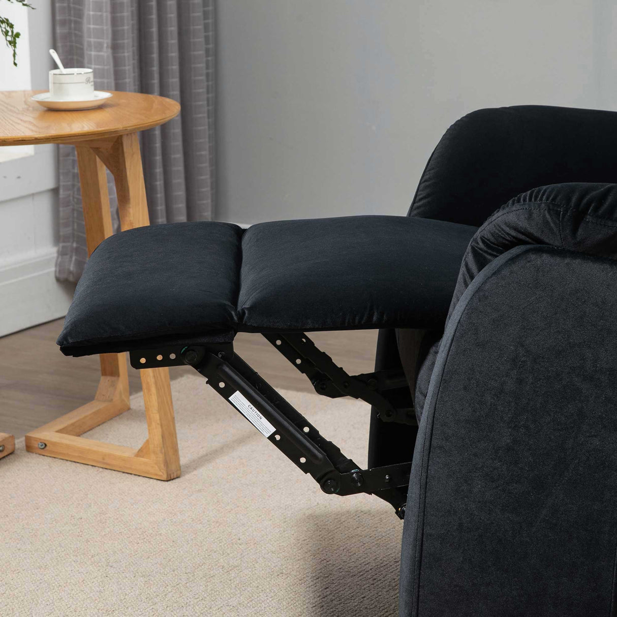 easycomfort easycomfort poltrona relax reclinabile fino a 155 con poggiatesta e poggiapiedi in tessuto 85x95x104cm nero