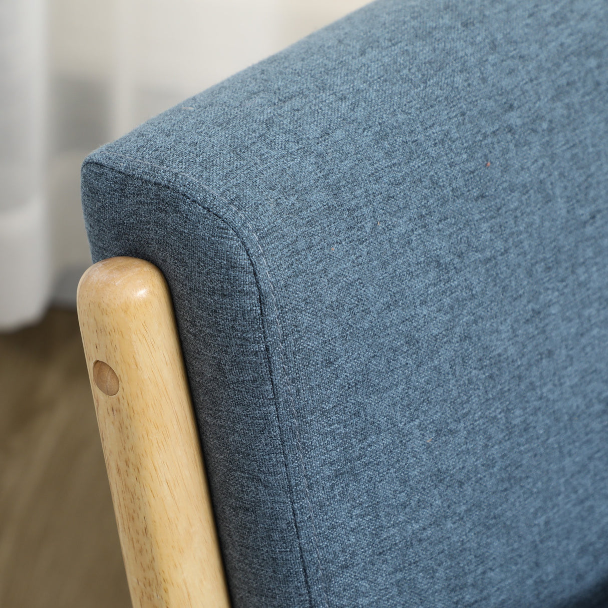 easycomfort easycomfort poltroncina in stile nordico in legno tessuto effetto lino e cuscino extra 66x80x77 5cm blu