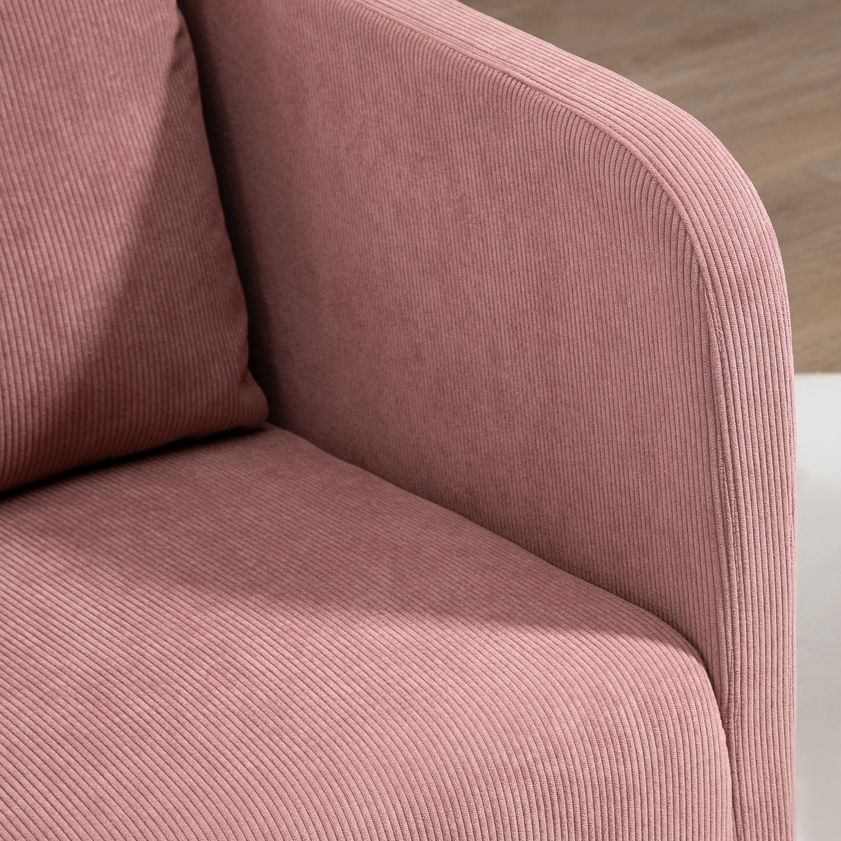 easycomfort easycomfort poltroncina in velluto a coste con gambe in acciaio e cuscino posteriore 73x74x82cm rosa