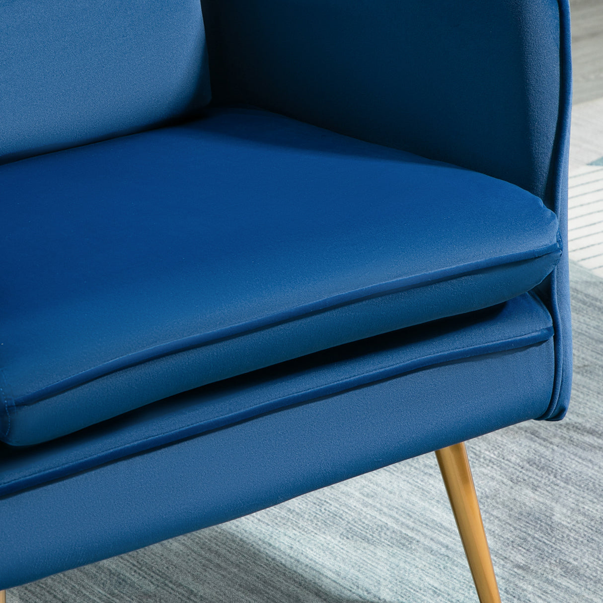 easycomfort easycomfort poltroncina in velluto imbottita con braccioli 63x61x80cm blu