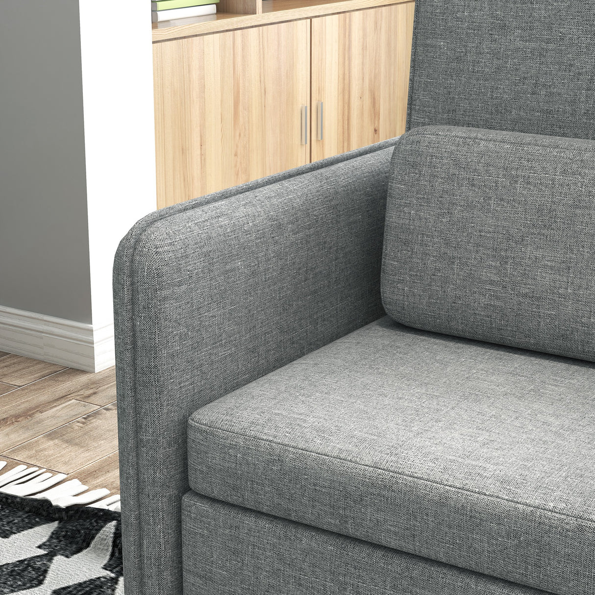 easycomfort easycomfort poltroncina moderna con tessuto effetto lino gambe in acciaio e tasche laterali 72x72x90cm grigio