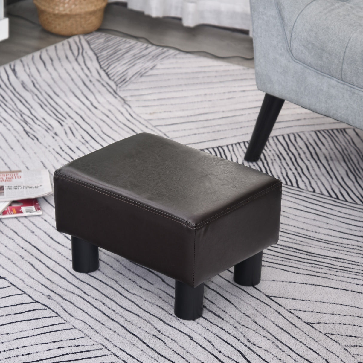 easycomfort easycomfort pouf poggiapiedi imbottito rettangolare e in finta pelle 40x30x24 cm marrone