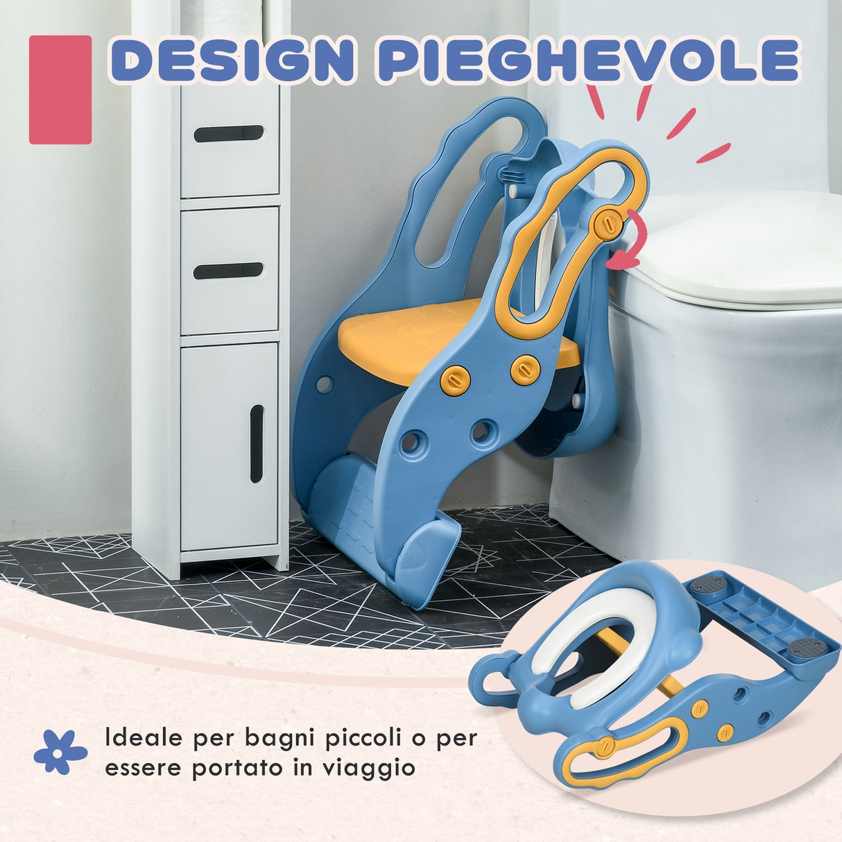 easycomfort easycomfort riduttore water con scaletta regolabile e maniglie pieghevole con cuscino rimovibile blu