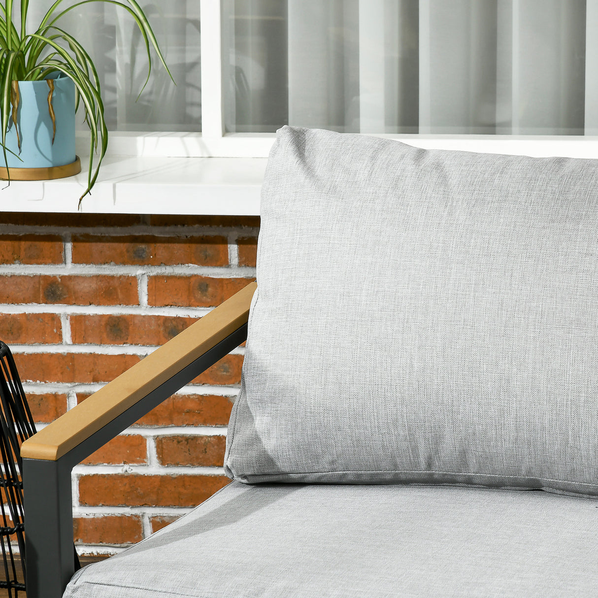 easycomfort easycomfort salotto da esterni da 4 pezzi con divanetto 2 poltrone e tavolino in alluminio grigio chiaro