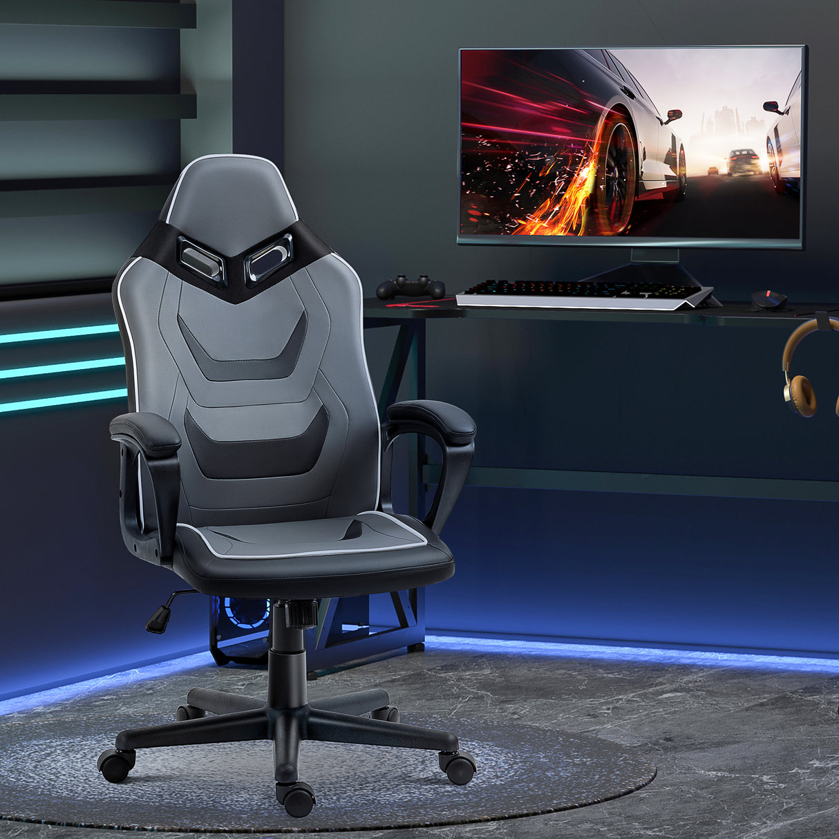 easycomfort easycomfort sedia da gaming ad altezza regolabile con funzione dondolo per casa e ufficio 60x63x113 125 cm grigia e nera