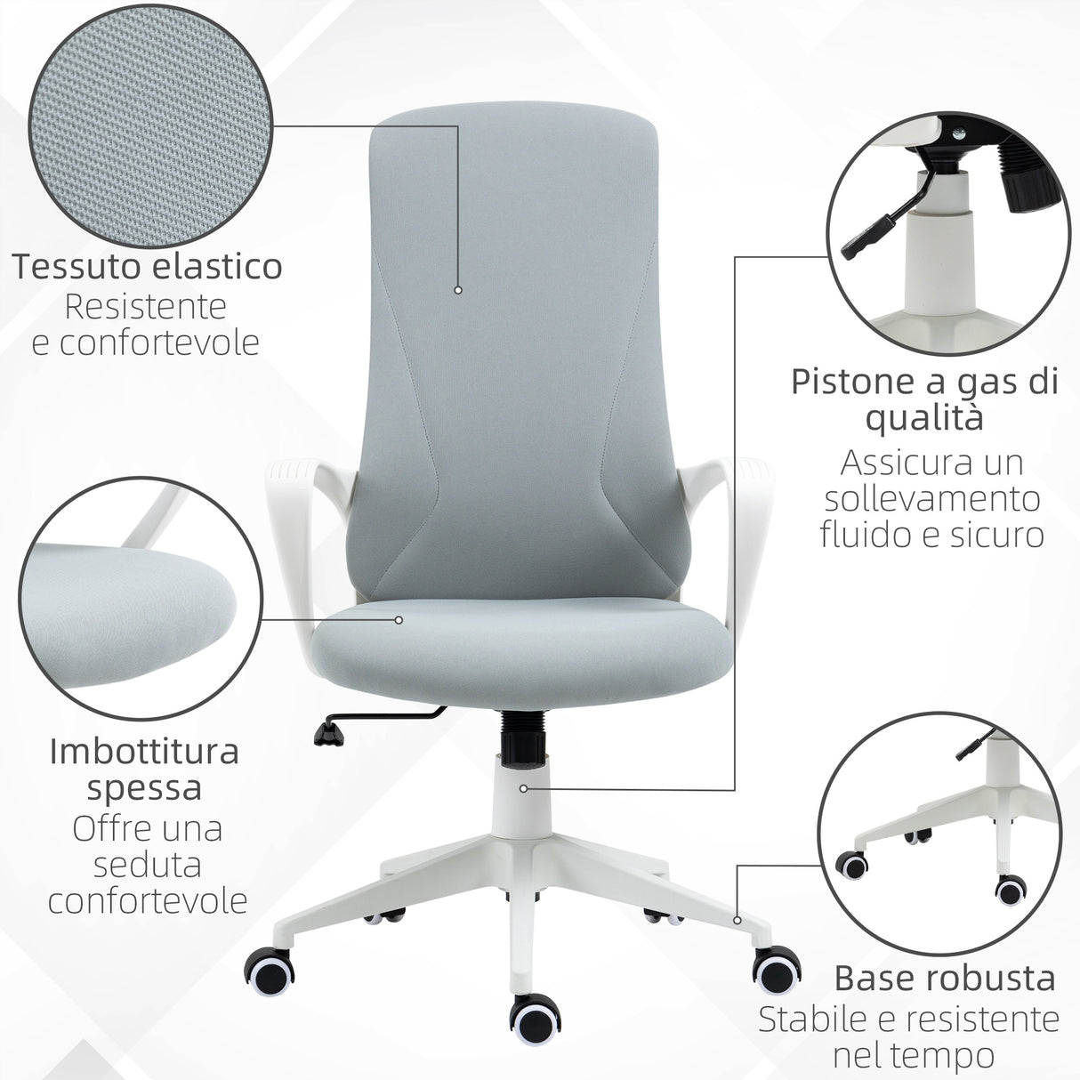 easycomfort easycomfort sedia da ufficio ergonomica con altezza regolabile e funzione di inclinazione 62x56x110 119 5 cm