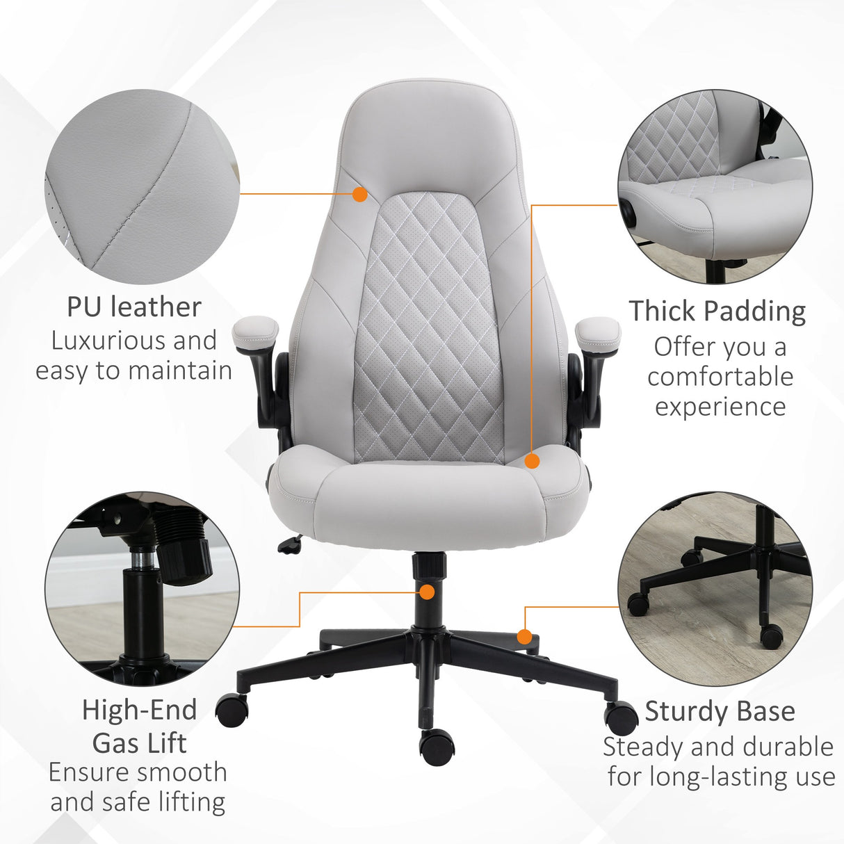 easycomfort easycomfort sedia da ufficio ergonomica con braccioli ribaltabili e altezza regolabile 67x70x112 122 cm grigio